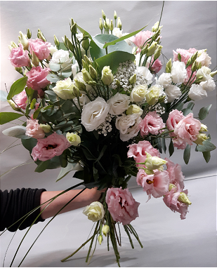 Bouquet de lisianthus blanc et rose